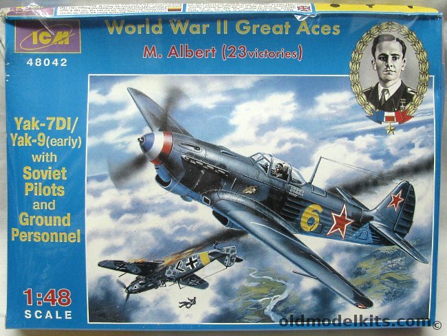 ICM 1/48 Yak-7DI / Yak-9 (Early) With Soviet Pilots and Ground Personnel - Major M. Albert (23 Victories) 303 IAP Summer 1944, 48042 plastic model kit